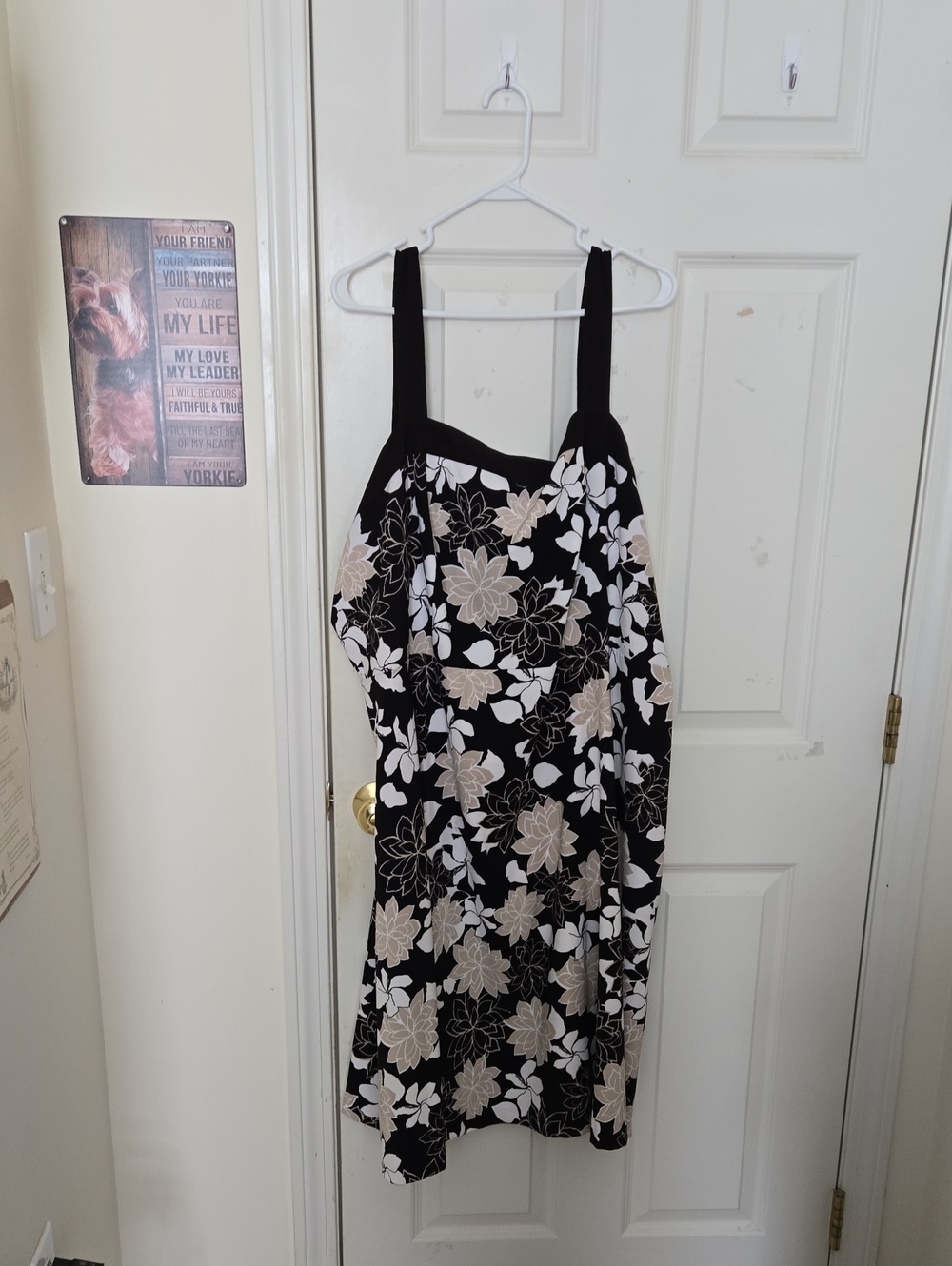 Black Floral Sundress with Beige Accents